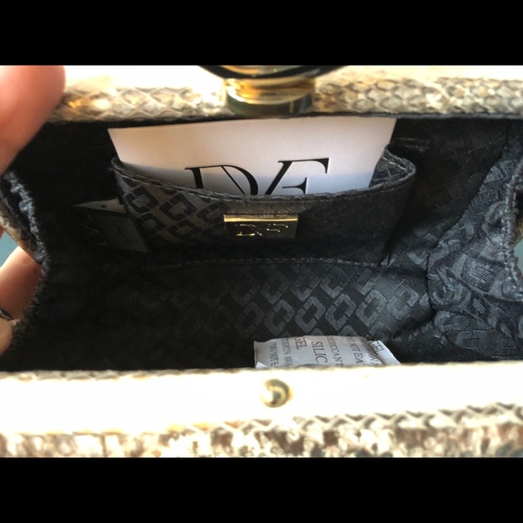 DVF Metallic Distressed Snake Leather Clutch - Picture 5 of 8